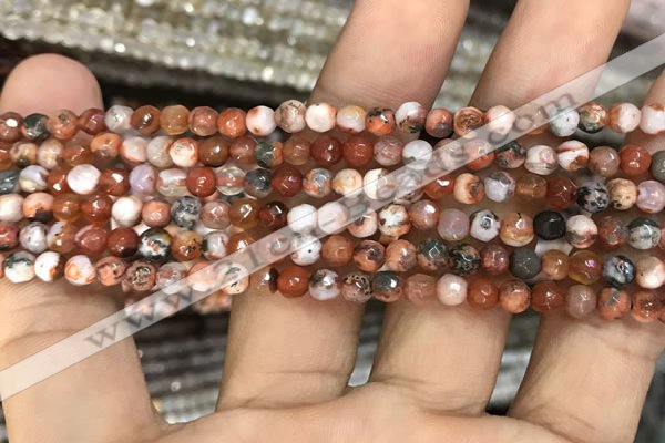 CAA2804 15 inches 4mm faceted round fire crackle agate beads wholesale