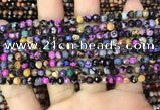 CAA2819 15 inches 4mm faceted round fire crackle agate beads wholesale