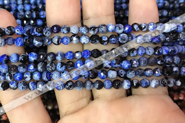 CAA2821 15 inches 4mm faceted round fire crackle agate beads wholesale