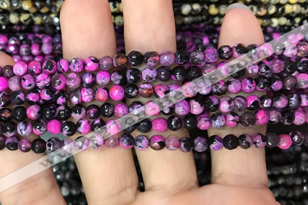 CAA2824 15 inches 4mm faceted round fire crackle agate beads wholesale