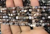 CAA2826 15 inches 4mm faceted round fire crackle agate beads wholesale