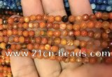 CAA2829 15 inches 4mm faceted round fire crackle agate beads wholesale