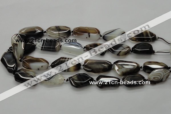 CAA283 15.5 inches 18*30mm freeform black line agate beads