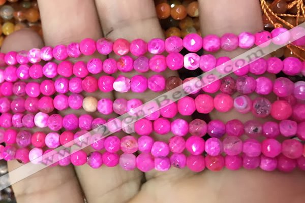 CAA2831 15 inches 4mm faceted round fire crackle agate beads wholesale