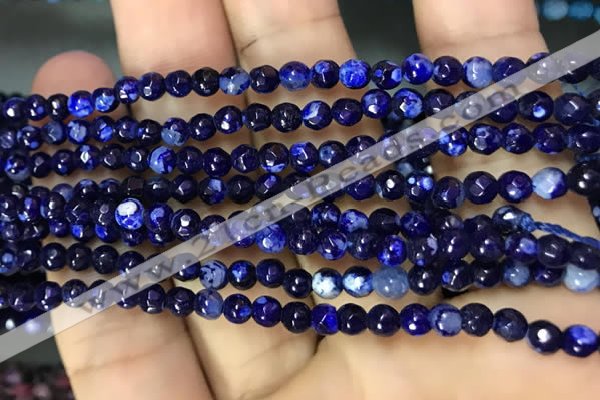 CAA2835 15 inches 4mm faceted round fire crackle agate beads wholesale