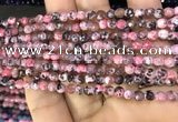 CAA2836 15 inches 4mm faceted round fire crackle agate beads wholesale