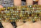 CAA2845 15 inches 4mm faceted round fire crackle agate beads wholesale