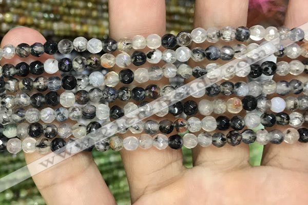 CAA2846 15 inches 4mm faceted round fire crackle agate beads wholesale