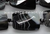 CAA287 22*30mm twisted & faceted rectangle black line agate beads