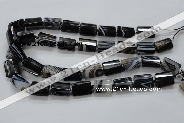 CAA289 15.5 inches 15*20mm faceted cuboid black line agate beads