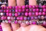 CAA2895 15 inches 6mm faceted round fire crackle agate beads wholesale