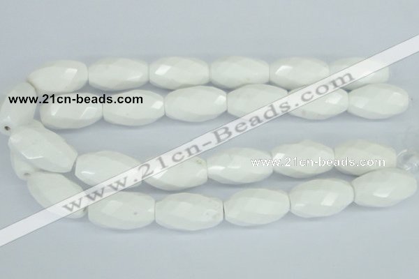 CAA29 15.5 inches 18*30mm faceted rice white agate gemstone beads