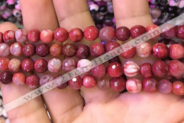 CAA2901 15 inches 6mm faceted round fire crackle agate beads wholesale