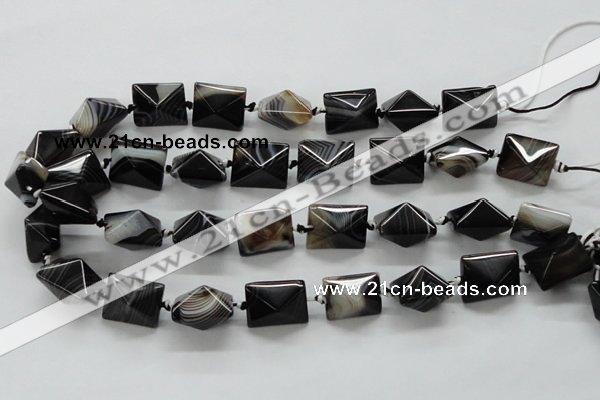 CAA291 15.5 inches 16*16*20mm black line agate gemstone beads