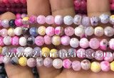 CAA2911 15 inches 6mm faceted round fire crackle agate beads wholesale