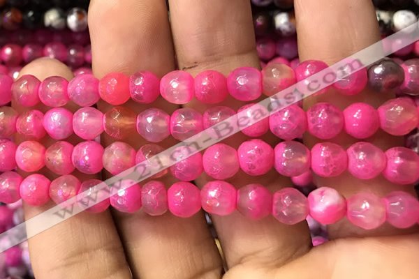 CAA2912 15 inches 6mm faceted round fire crackle agate beads wholesale