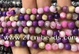 CAA2914 15 inches 6mm faceted round fire crackle agate beads wholesale