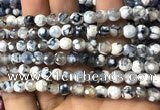 CAA2915 15 inches 6mm faceted round fire crackle agate beads wholesale