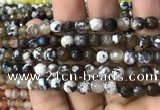 CAA2921 15 inches 6mm faceted round fire crackle agate beads wholesale