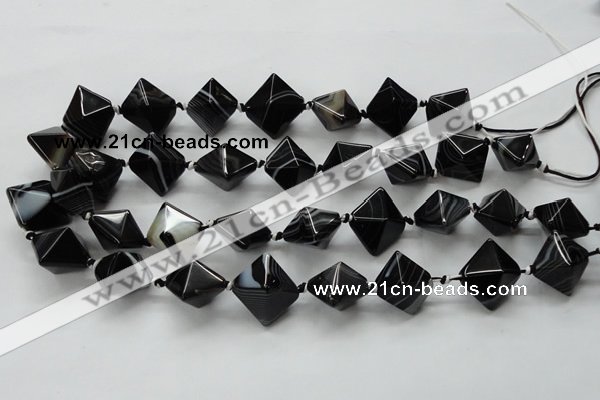 CAA293 15.5 inches 18*18*18mm black line agate gemstone beads