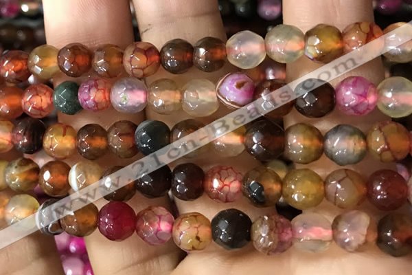 CAA2933 15 inches 6mm faceted round fire crackle agate beads wholesale