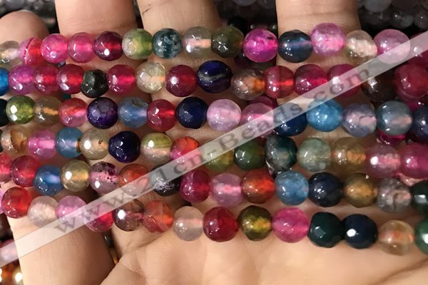 CAA2934 15 inches 6mm faceted round fire crackle agate beads wholesale