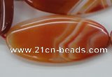 CAA296 15.5 inches 30*60mm oval red line agate gemstone beads