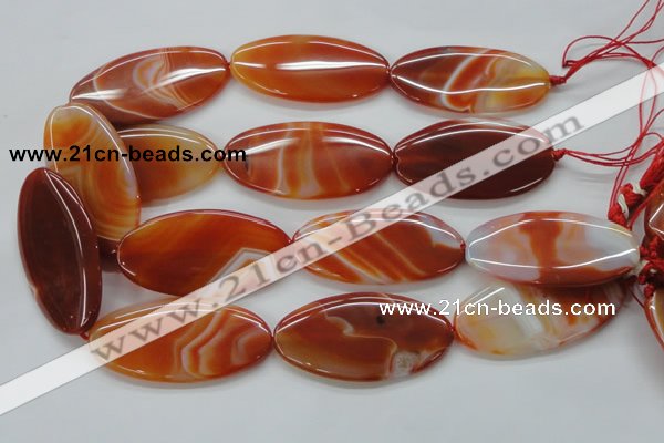 CAA296 15.5 inches 30*60mm oval red line agate gemstone beads