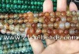 CAA2966 15 inches 8mm faceted round fire crackle agate beads wholesale