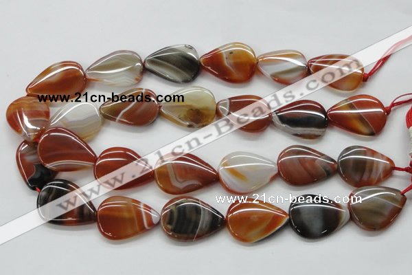 CAA297 15.5 inches 24*30mm flat teardrop red line agate beads