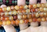 CAA2971 15 inches 8mm faceted round fire crackle agate beads wholesale