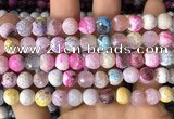 CAA2974 15 inches 8mm faceted round fire crackle agate beads wholesale