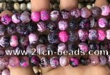 CAA2975 15 inches 8mm faceted round fire crackle agate beads wholesale