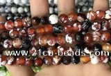 CAA2978 15 inches 8mm faceted round fire crackle agate beads wholesale