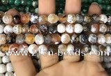CAA2986 15 inches 8mm faceted round fire crackle agate beads wholesale