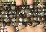 CAA2987 15 inches 8mm faceted round fire crackle agate beads wholesale