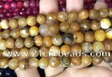 CAA2989 15 inches 8mm faceted round fire crackle agate beads wholesale