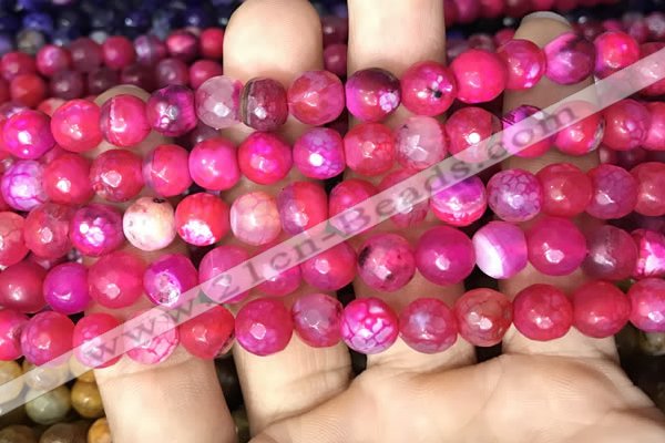 CAA2995 15 inches 8mm faceted round fire crackle agate beads wholesale