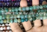 CAA2999 15 inches 8mm faceted round fire crackle agate beads wholesale