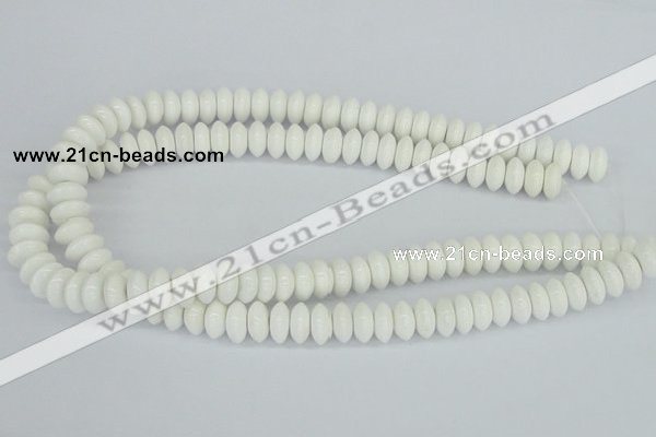 CAA30 15.5 inches 6*12mm rondelle white agate gemstone beads