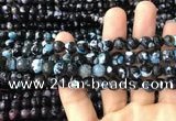 CAA3018 15 inches 8mm faceted round fire crackle agate beads wholesale