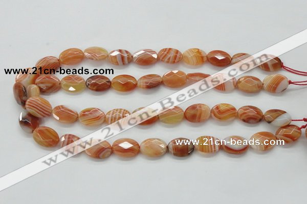 CAA302 15.5 inches 13*18mm faceted oval red line agate beads