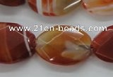 CAA303 15.5 inches 18*25mm faceted oval red line agate beads