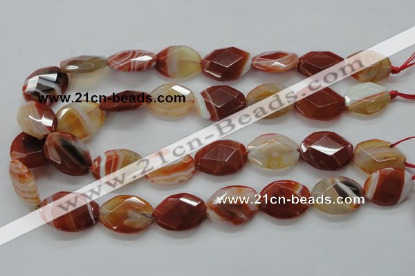 CAA303 15.5 inches 18*25mm faceted oval red line agate beads