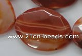 CAA304 15.5 inches 28*40mm faceted oval red line agate beads