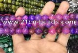 CAA3043 15 inches 10mm faceted round fire crackle agate beads wholesale