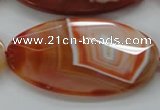 CAA305 15.5 inches 32*52mm faceted oval red line agate beads