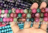 CAA3055 15 inches 10mm faceted round fire crackle agate beads wholesale