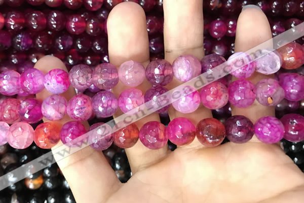 CAA3057 15 inches 10mm faceted round fire crackle agate beads wholesale