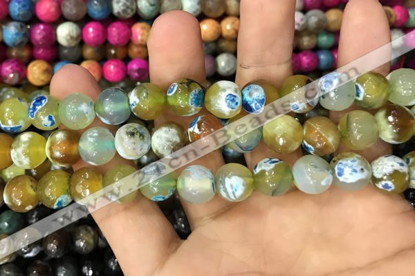 CAA3062 15 inches 10mm faceted round fire crackle agate beads wholesale